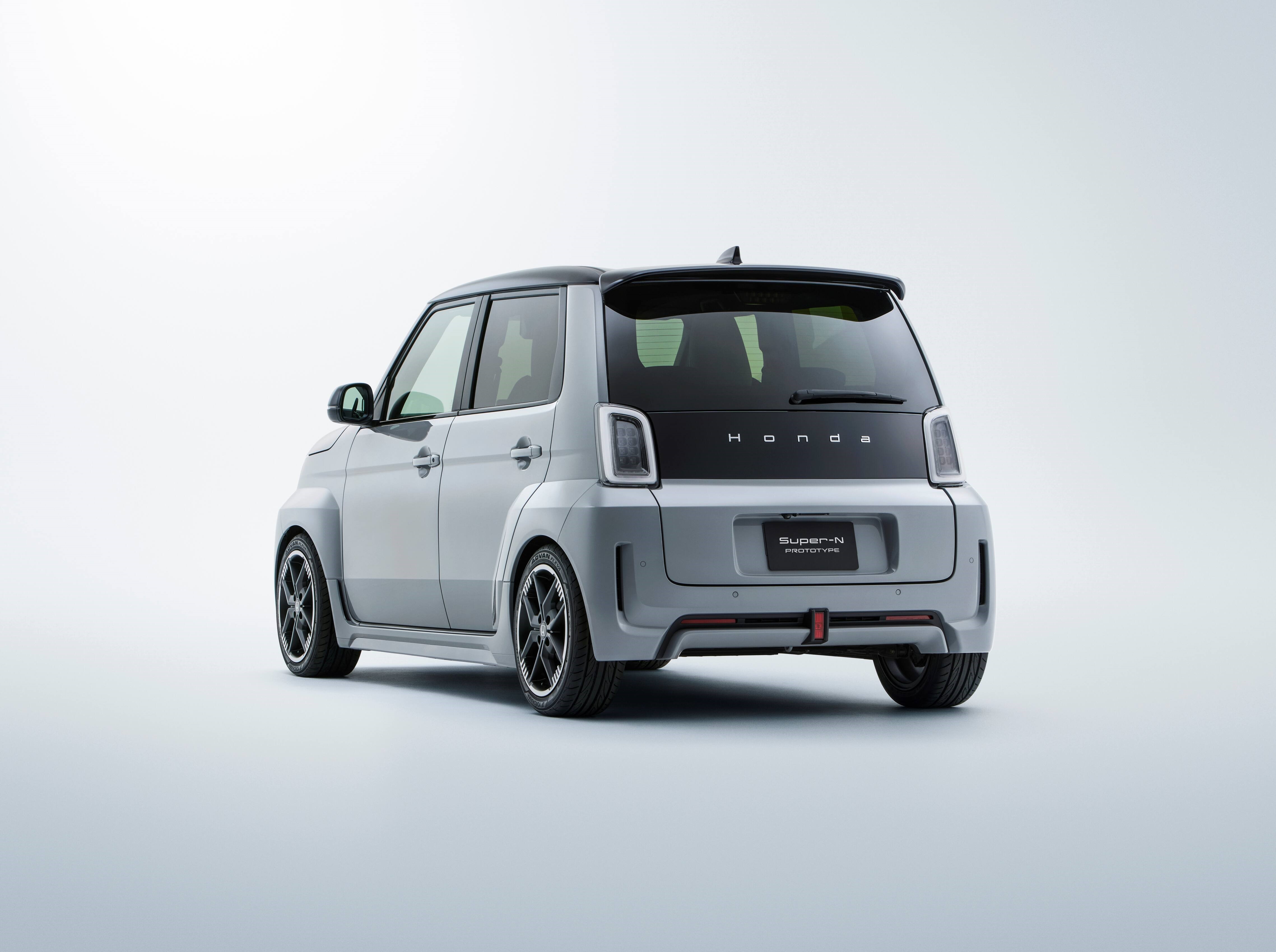 Rear view of a grey Honda car prototype.