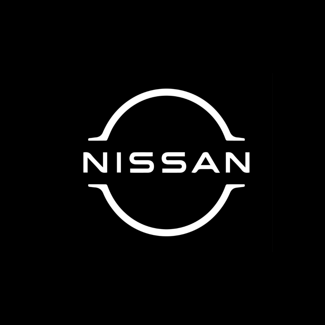 Nissan logo with a circular design in white.