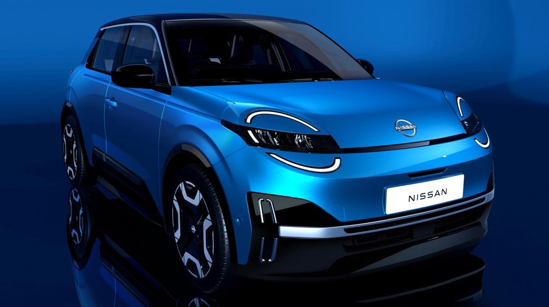 Blue Nissan SUV from the front-right angle.
