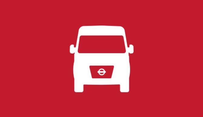 Red image with white Nissan icon