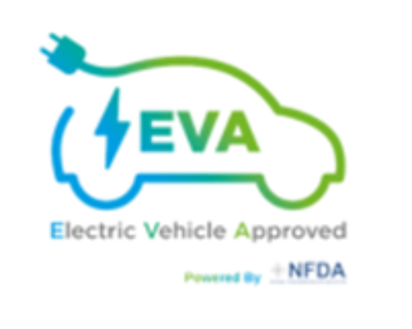 EVA logo with Electric Vehicle Approved and Powered by NFDA text.