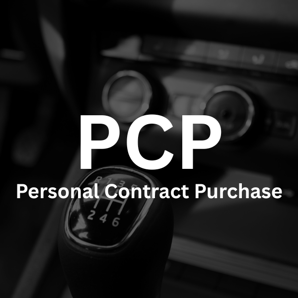 PCP Personal Contract Purchase text over car gear shift.