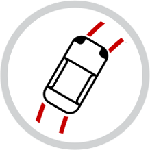 Stylised icon of a car skidding, indicating a traction control feature.